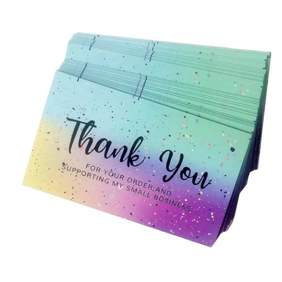 100pcs Colorful Confetti Thank You Cards - Picture 2 of 4